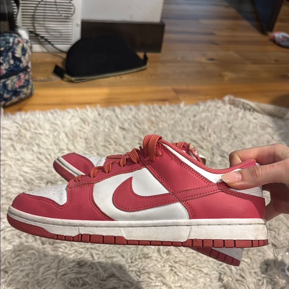 Nike Crimson and White Dunks Sneakers